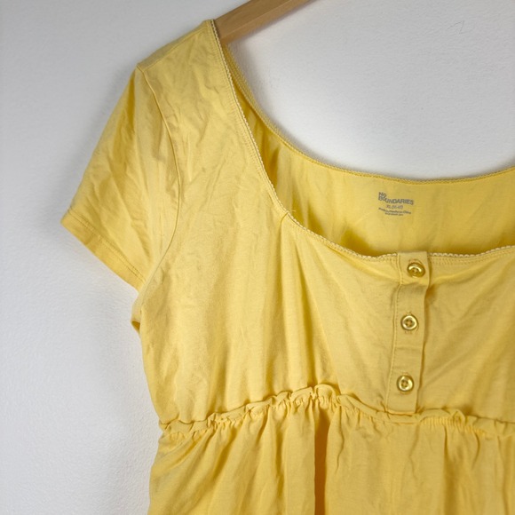 No Boundaries Babydoll Top Short Sleeve Square Neck Yellow Size XL 16 18 - Picture 13 of 14